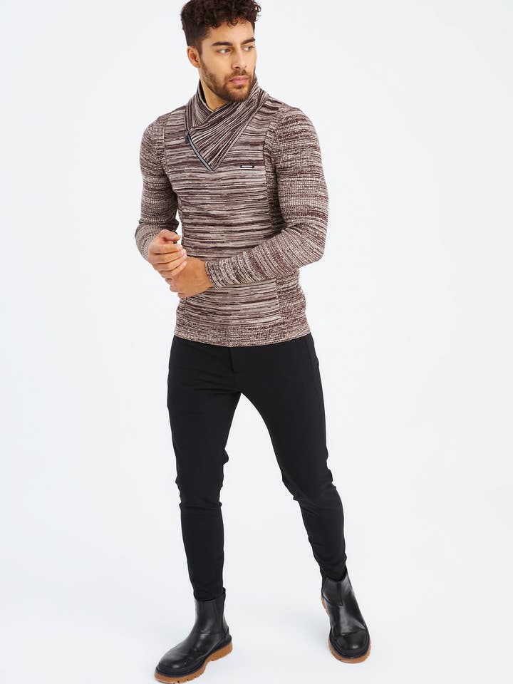 Leif Nelson GmbH - Wholesale Knit Sweater - Men's - Men's Knit Sweater Fine Knit Shawl Collar LN-153514