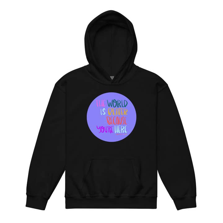 Hoodie Youth Unisex Heavy Blend Sweatshirt Verden er bedre, fordi du er her for engroshandel hos Artifacts of Joy