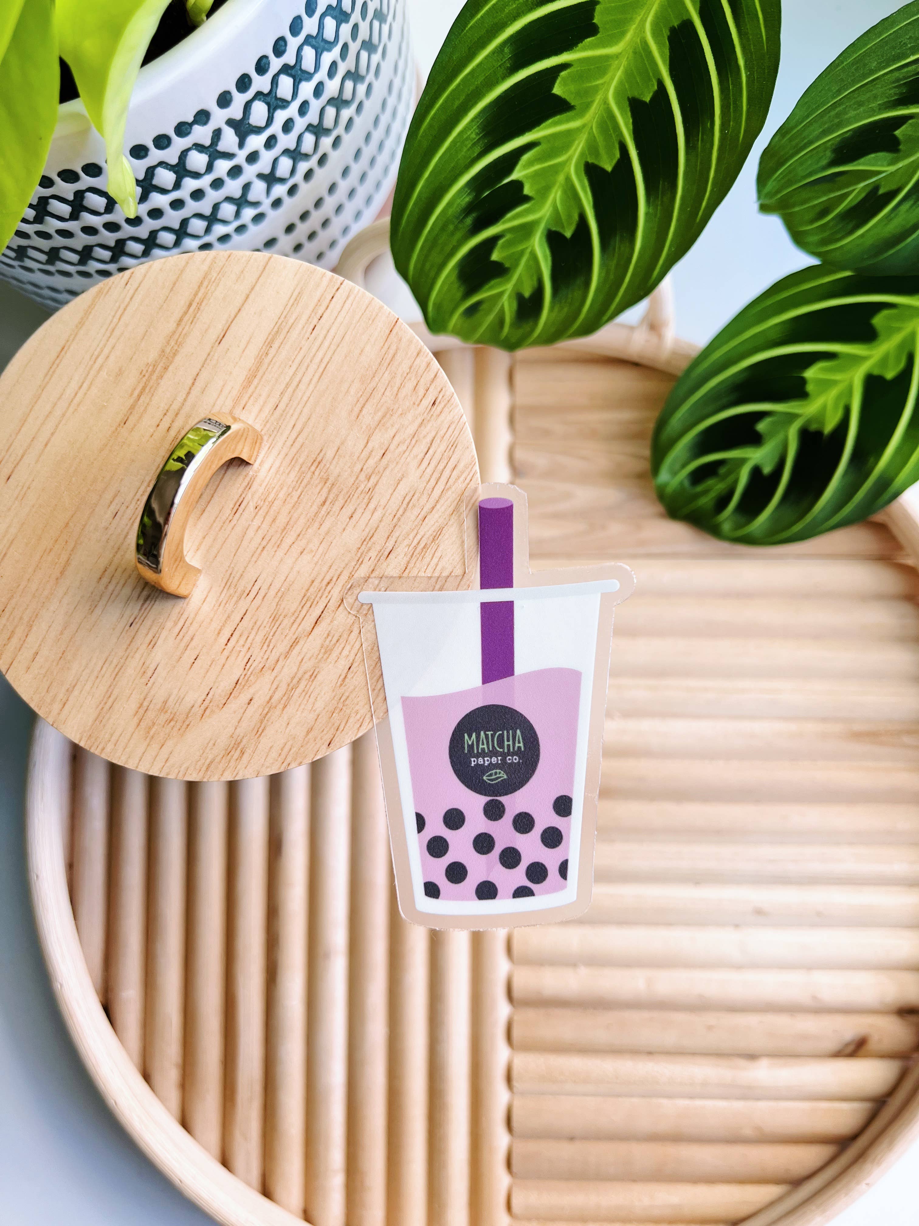 Matcha Paper Co. - Wholesale Sticker - Milk Tea Boba Clear Vinyl Sticker Pack6