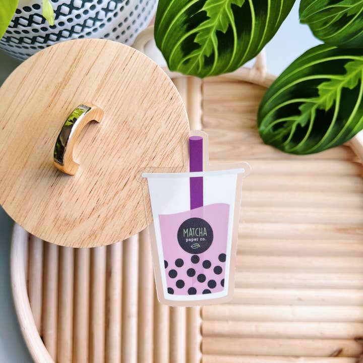 Matcha Paper Co. - Wholesale Sticker - Milk Tea Boba Clear Vinyl Sticker Pack6