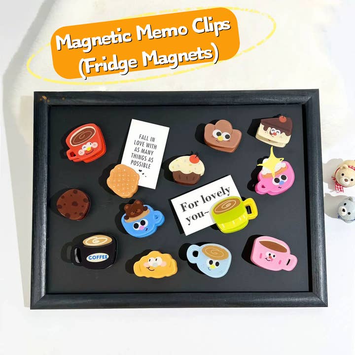 Clips magnéticos para notas de postre y café lindos / Imanes para nevera para venta al por mayor de Otterware
