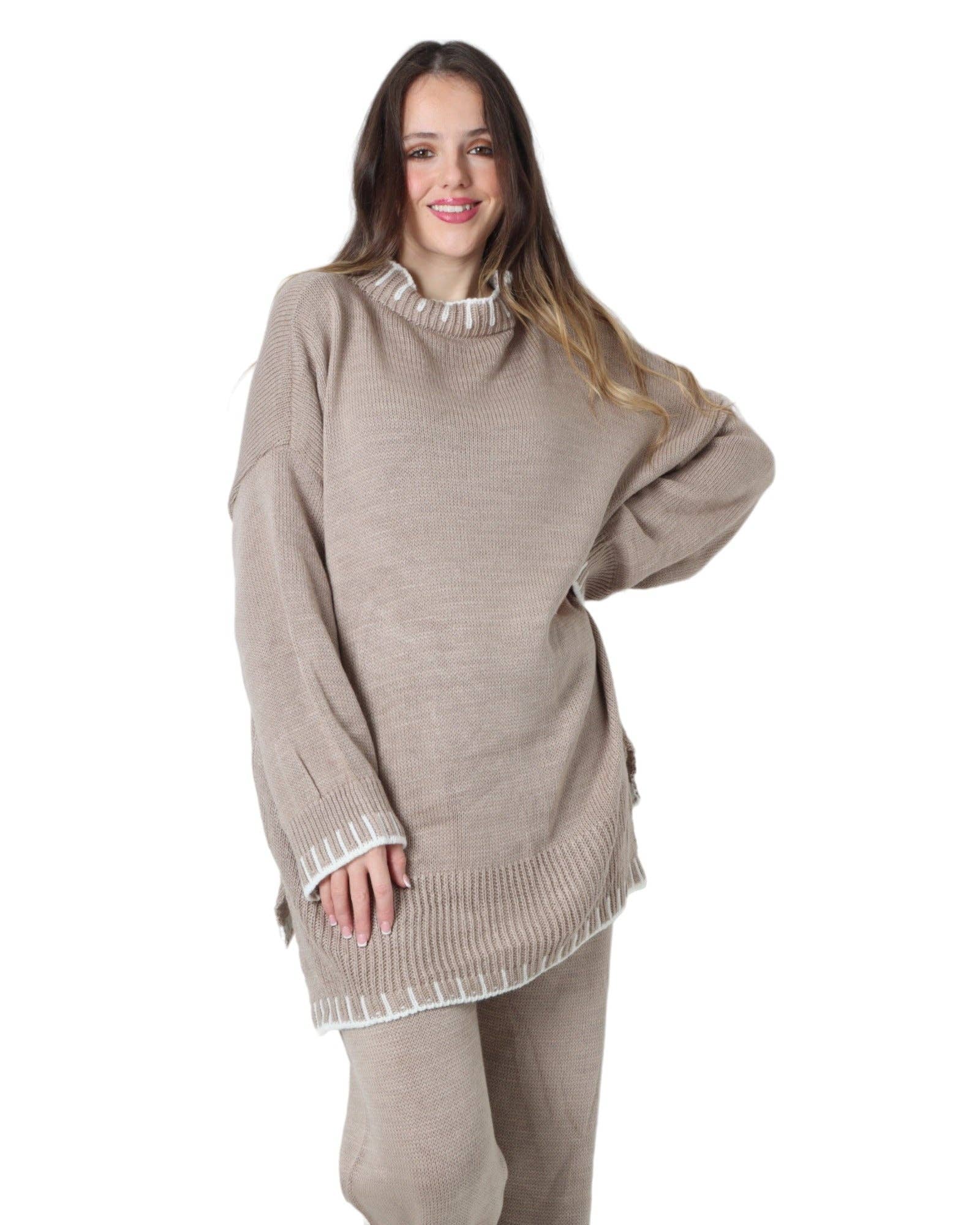 Miss Bold – Engroshandel Loungesæt - Dame – Italienske oversize strikkede sæt i matchende design20