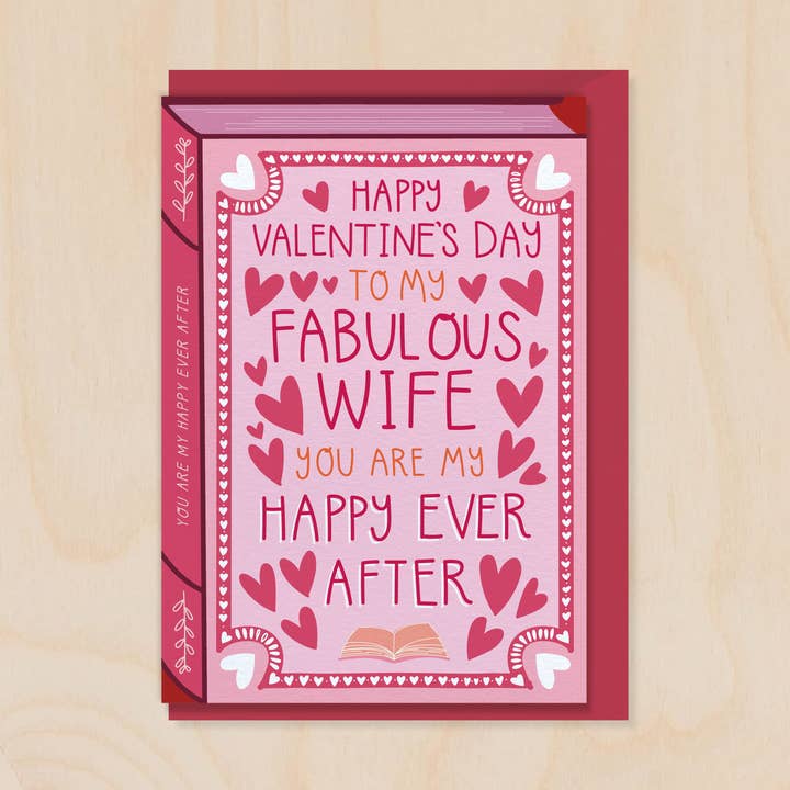 Valentine's Wife - Our Love Story – Book Greeting Card for wholesale by Two For Joy Illustration