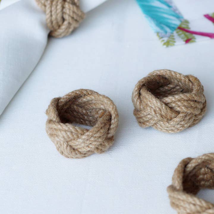 LIEM HOME - Wholesale Napkin Ring - Rustic Nautical Napkin Rings - Turks Head Style Set