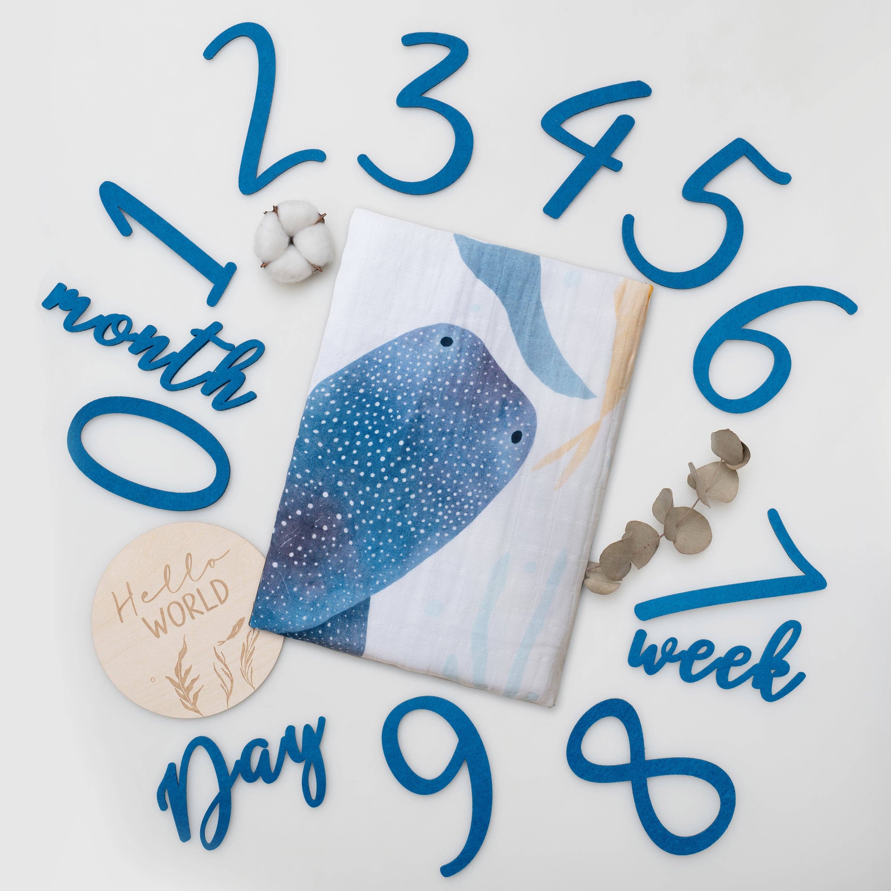 Miaoberry - Wholesale Milestone Blanket - Kids & Baby - Organic Cotton Muslin Milestone Blanket| Ocean (Under-the-Sea)1