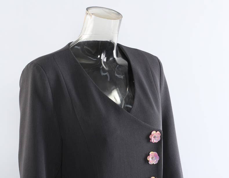 Färg som bilder CT149 Tidig Höst Blomapplikation Skräddarsydd Medellång Kappa för wholesale på Faire2