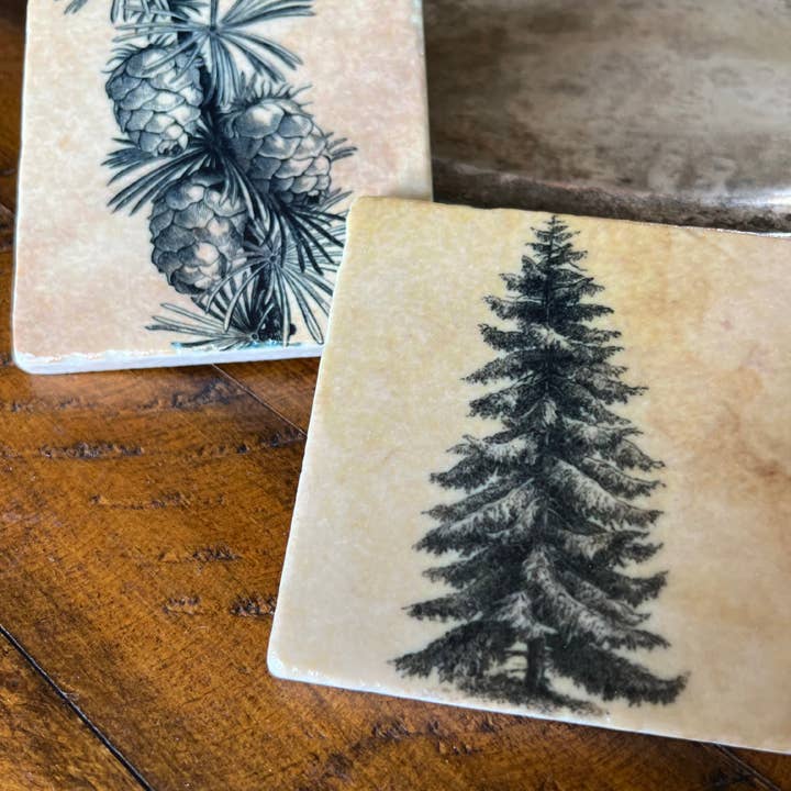 The Painted Lily - Wholesale Coasters - Pine Forest stone coasters - case of 42