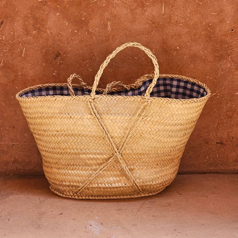 HandmadeBestSeller – wholesale Basket – Natural Palm Leaf Basket with Fabric Lining0