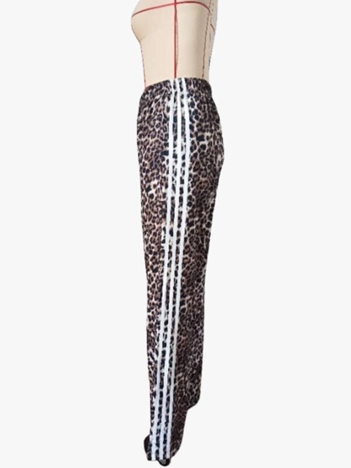 Wide-Leg Leopard Print Pants with Stripes for wholesale on Faire1