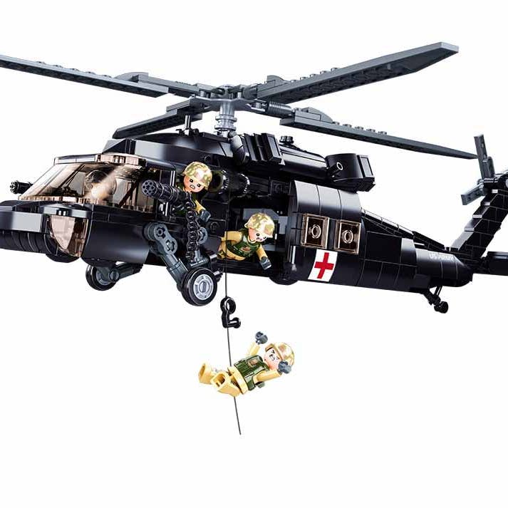 Sluban North America - Wholesale Build-a-Toy - Kids - UH-60 US Black Hawk Military Helicopter 692 Pcs - M38-B10121