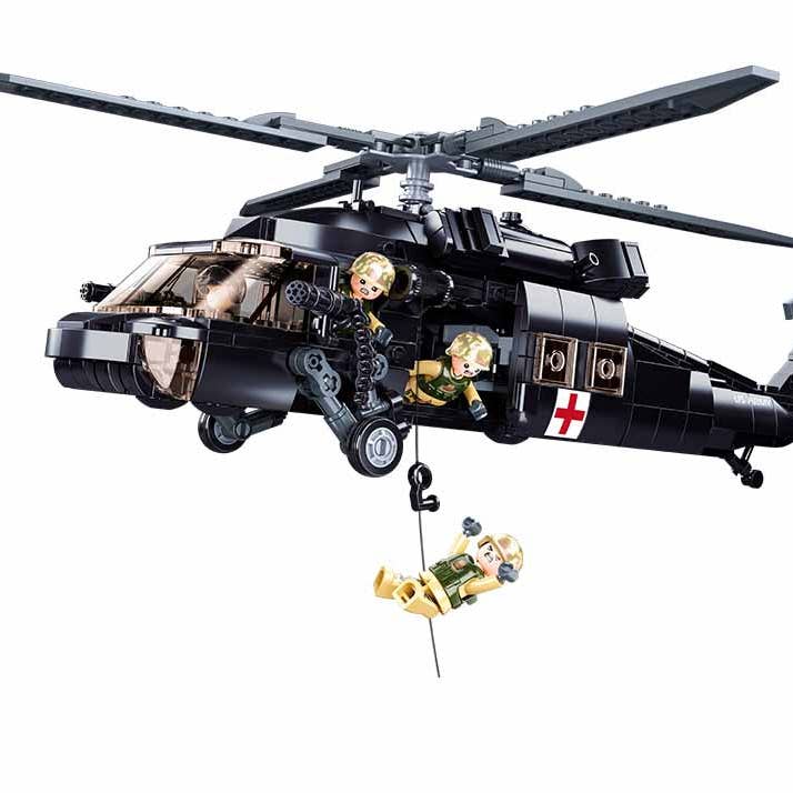 Sluban North America - Wholesale Build-a-Toy - Kids - UH-60 US Black Hawk Military Helicopter 692 Pcs - M38-B1012