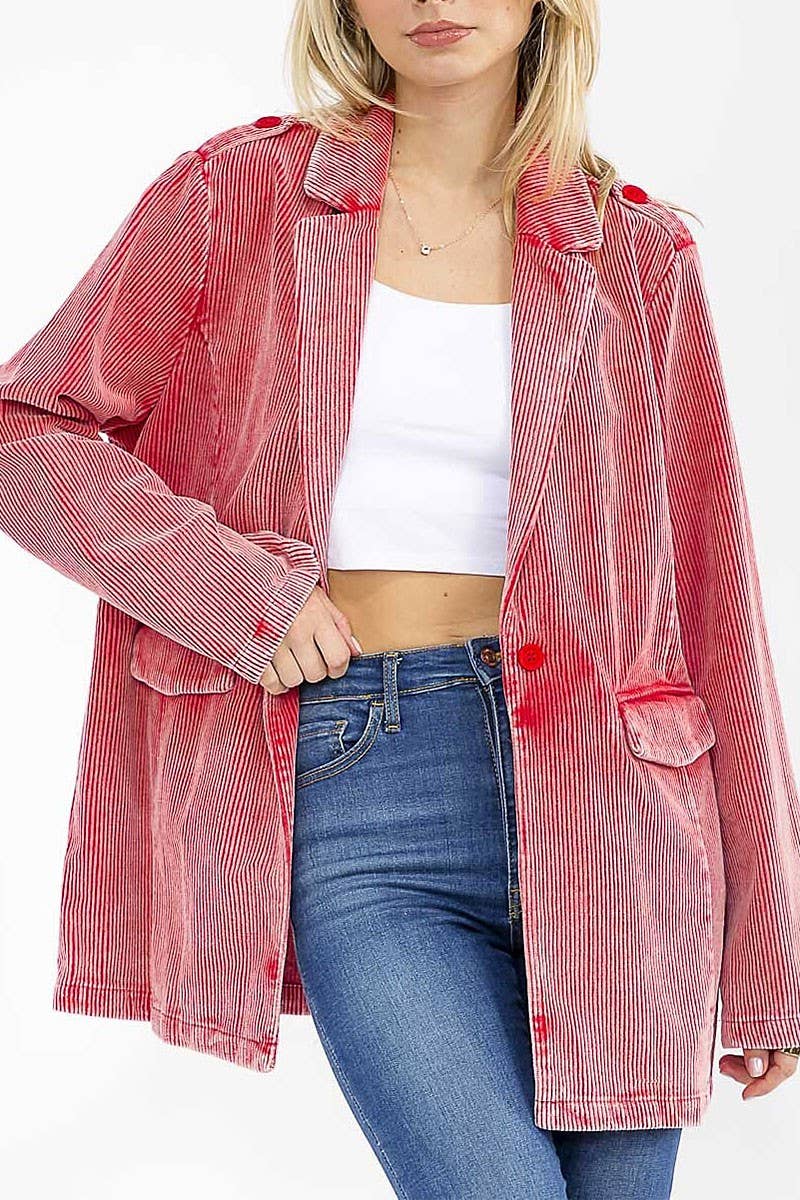 ROUSSEAU - Wholesale Blazer - Women's - WASHED CORDUROY FRONT POCEKTS BLAZER0