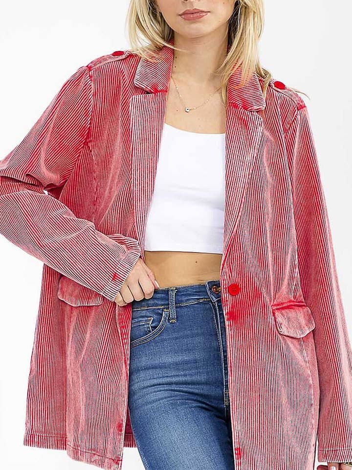 ROUSSEAU – wholesale Blazer – Women's – WASHED CORDUROY FRONT POCEKTS BLAZER0