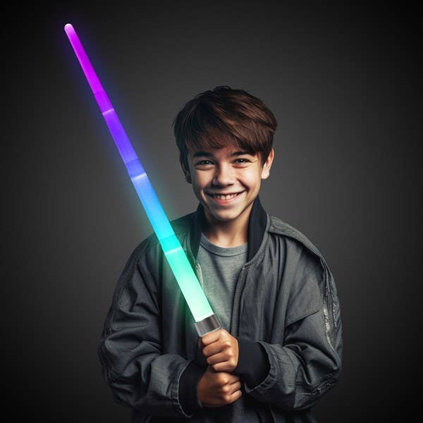 Windy City Novelties - Wholesale Light-Up Toy - Kids & Baby - LED 35" Expandable Swords with 7 Color Modes 12-unit display1