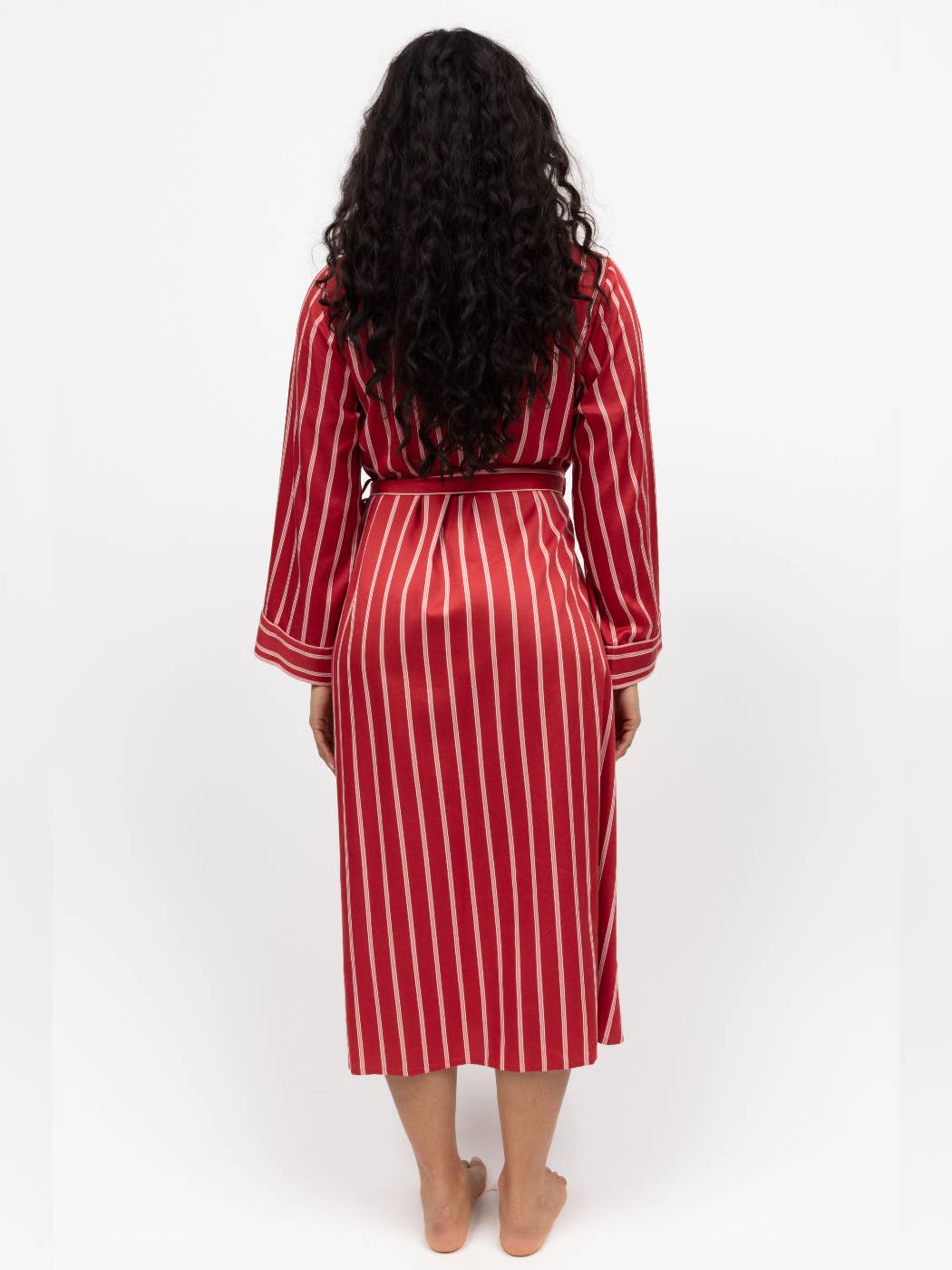 Cyberjammies – wholesale Robe – Women's – Shoreditch Rust Printed Stripe Long Dressing Gown1