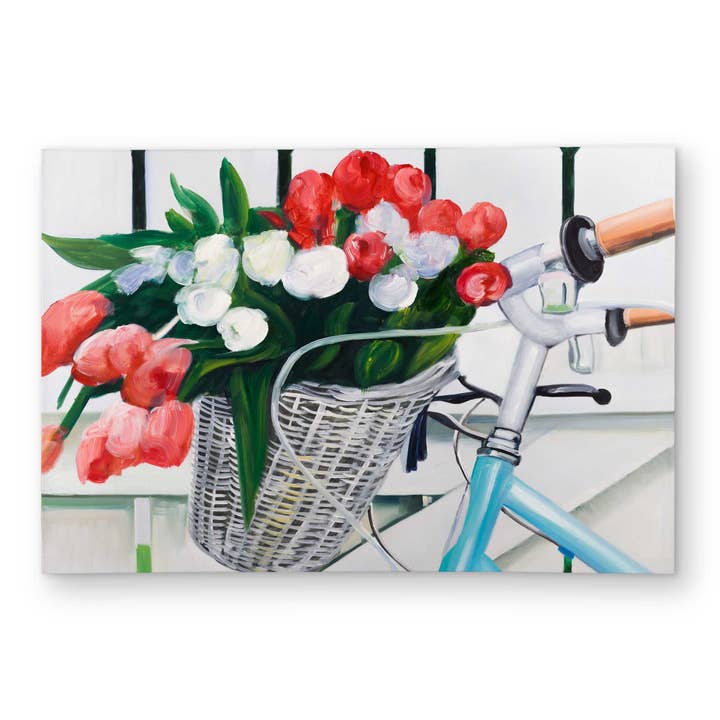 Bicicletta con Cestino di Tulipani - Tappeto da Esterno Romantico Floreale per la vendita all'ingrosso da parte di BEGIN HOME DECOR
