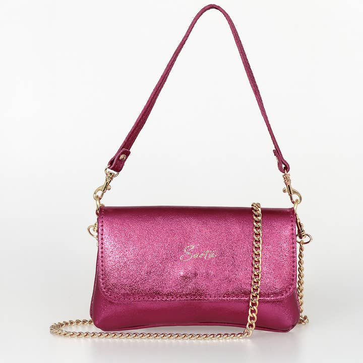 Olga - Italian Leather Mini Crossbody Bag - Magenta for wholesale by Sarta Pelle