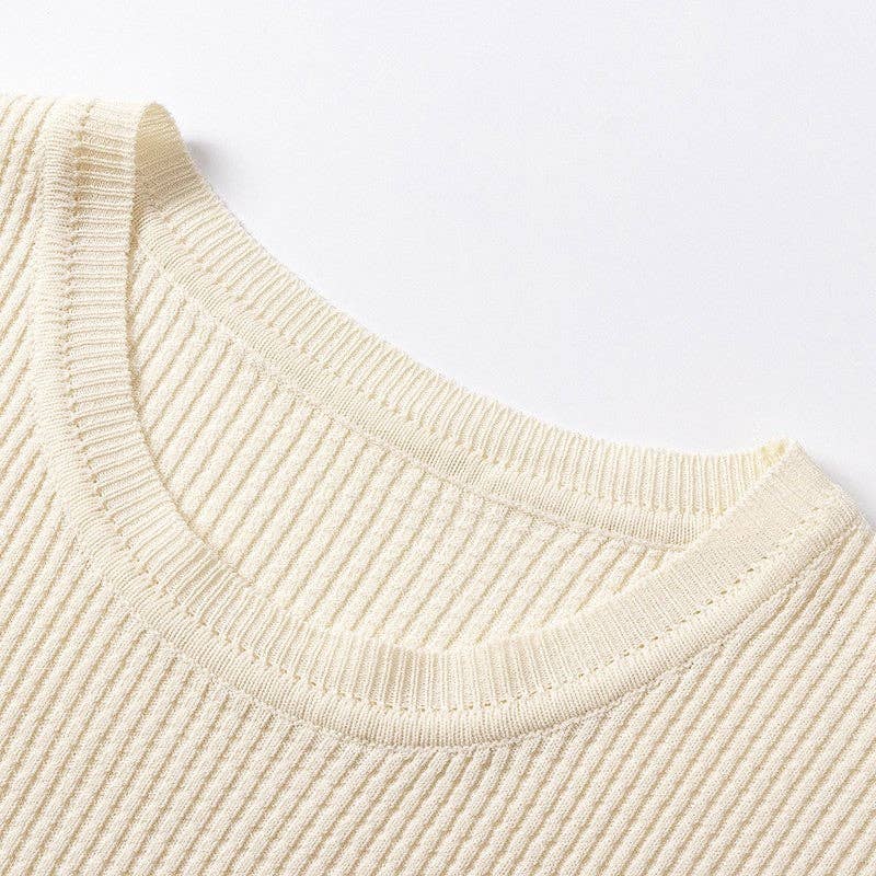 FurDecoration - Vendita all'ingrosso Top in maglia - Donna - Canotta a girocollo lavorata a maglia in tinta unita5