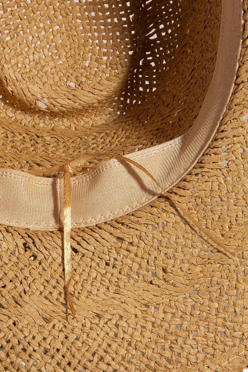 Collections by Fame Accessories - Wholesale Straw Hat - Women's - Mixed Beaded And Rope Western Fedora Straw Hat2