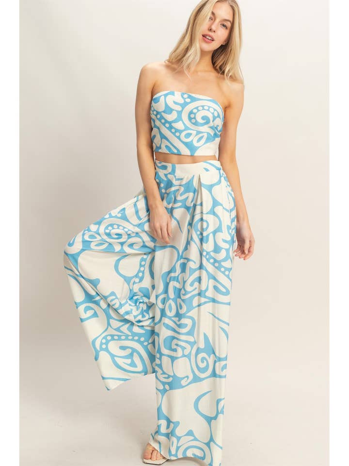 Strapless Top & Wide Leg Pants Set for wholesale by HYFVE