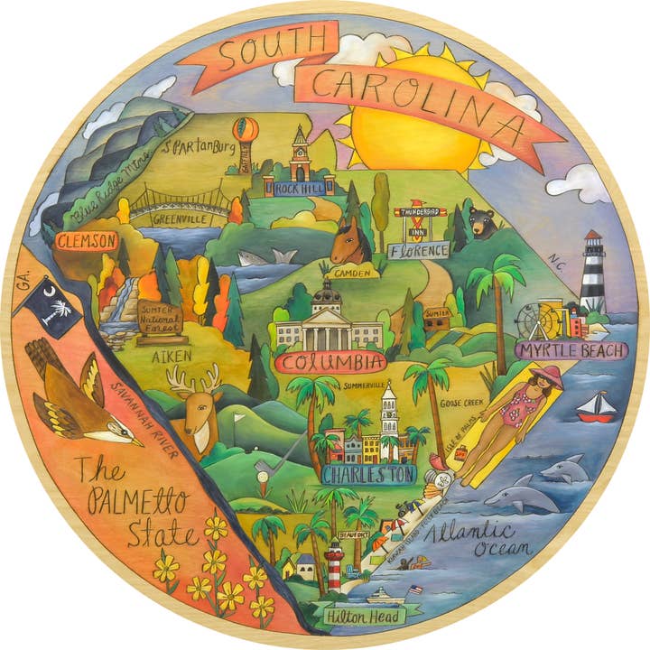 “O Estado de Palmetto” | Carolina Lazy Susan do Sul por atacado de Sticks