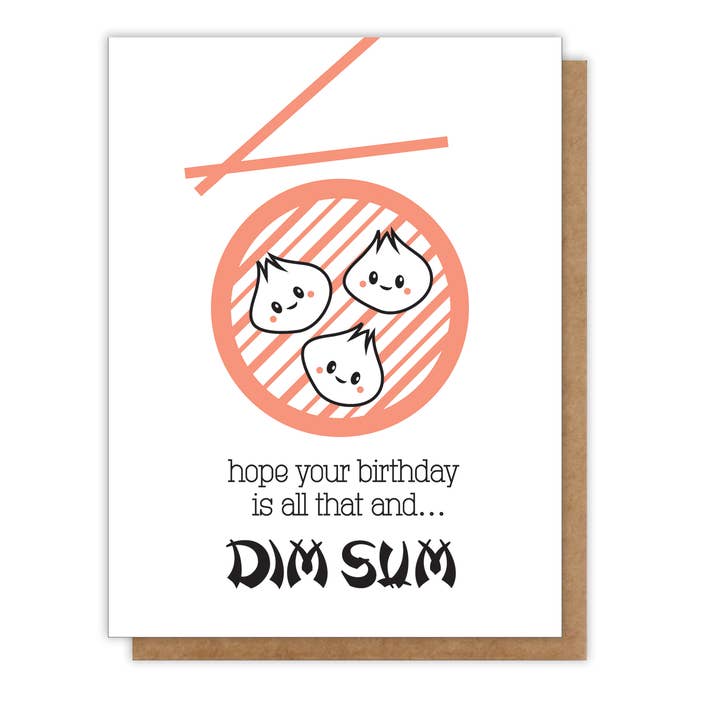 Kiss and Punch - Wholesale Birthday Card - Funny Pun Dim Sum Foodie Birthday Letterpress Card - 2025Â