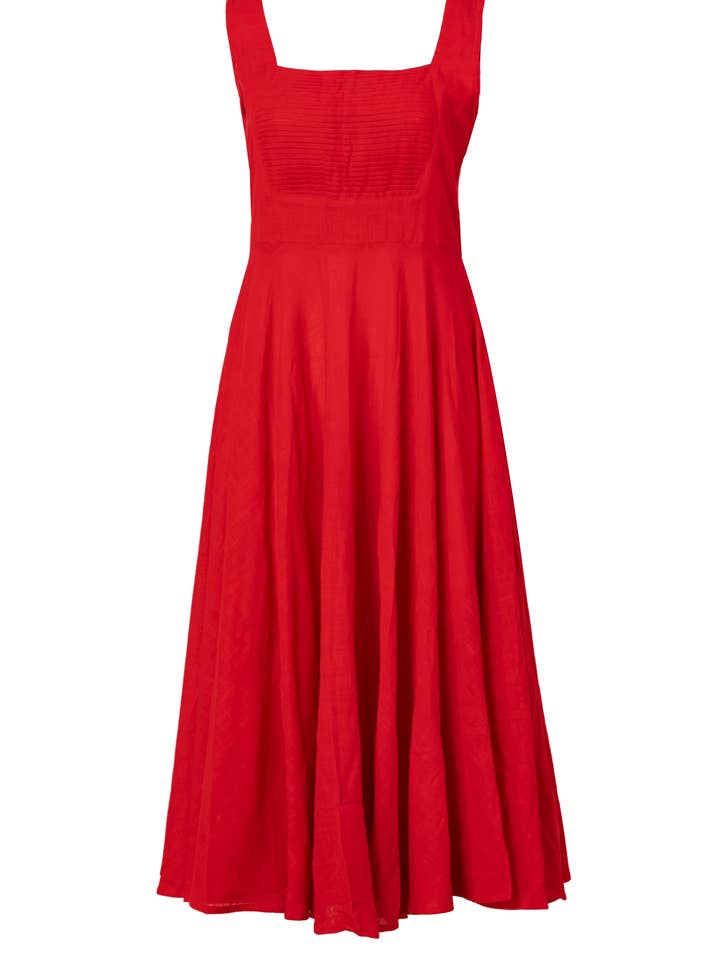 Ariastop.com corporation - Wholesale Dress - Women's - Pure Cotton Red Midi Dress for Women2