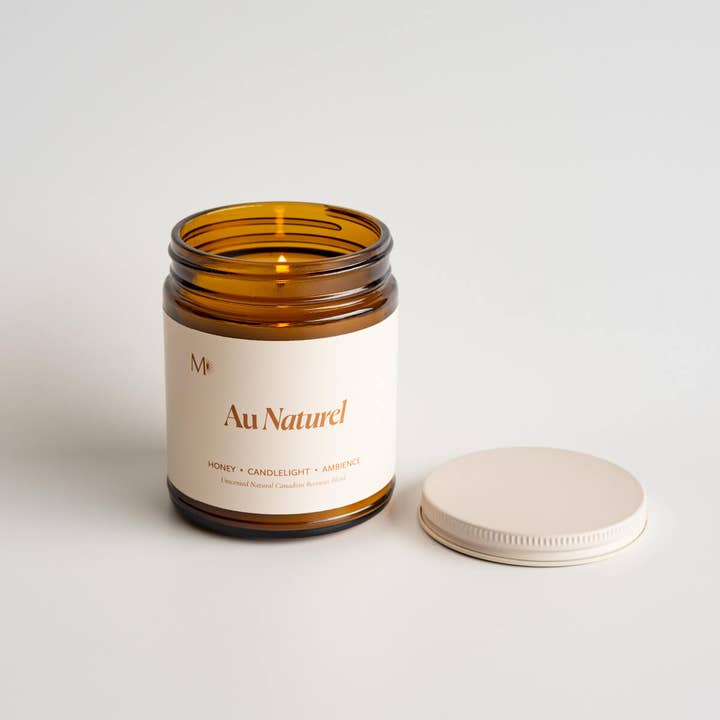 Au Naturel | Bougie en cire d'abeille canadienne non parfumée pour la vente par Misiyo Candle Co