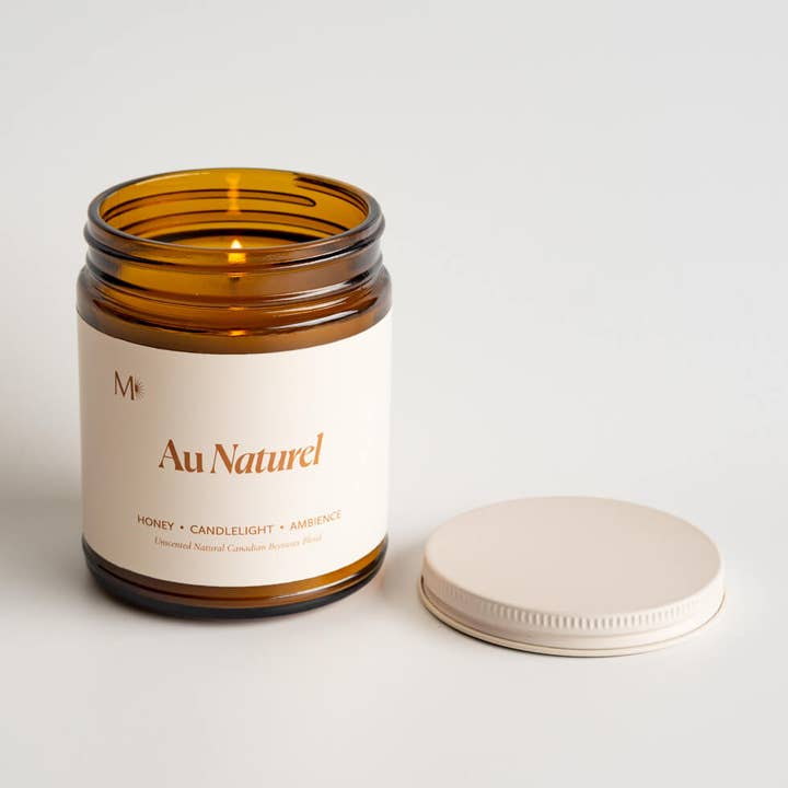 Au Naturel | Bougie en cire d'abeille canadienne non parfumée pour la vente par Misiyo Candle Co