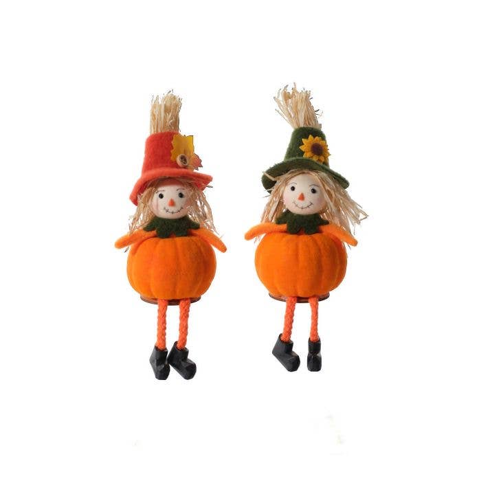 Langs - Wholesale Decorative Tabletop Object - Harvest Polyester Scarecrow Shelf Sitter With Pumpkin Body 2 Asstd
1