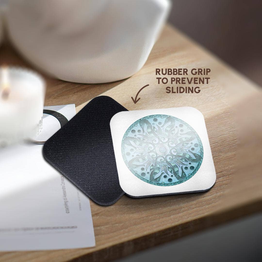 3dRose - Wholesale Coasters - 3dRose, Glamorous Sea Horse Mandala In Shades Of Blue, Coaster10