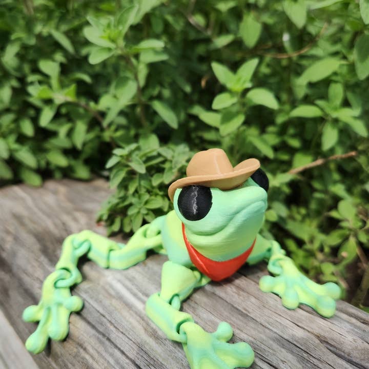 Altered Matter - Wholesale Fidget Toy - Kids - Cowfrog- Articulated 3D Printed Cowboy Frog Fidget