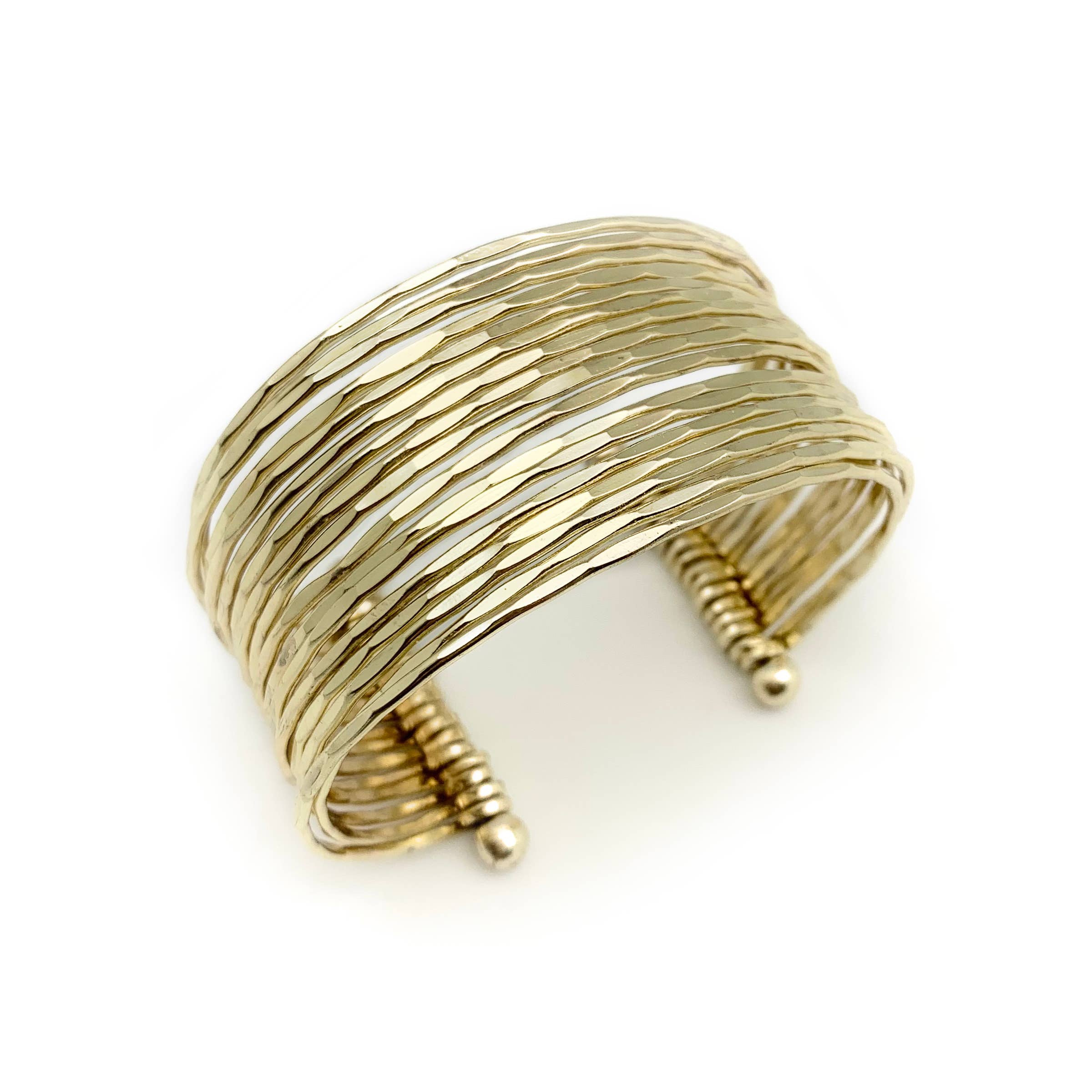 Natural Raw Gemstone Gold Plated Adjustable Bracelet Bangle Hammered Finish Wide Band Bangle Tourmaline Bangle Raw Birthstone Bracelet