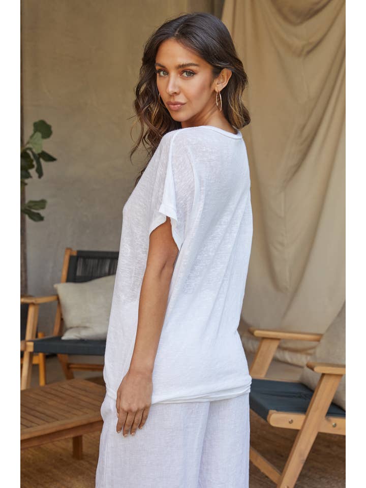 MILIO MILANO – wholesale T-shirt – women's – DROP SHOULDER SHORT SLEEVE FLOWY T-SHIRT (81077-S-L-WHITE)2