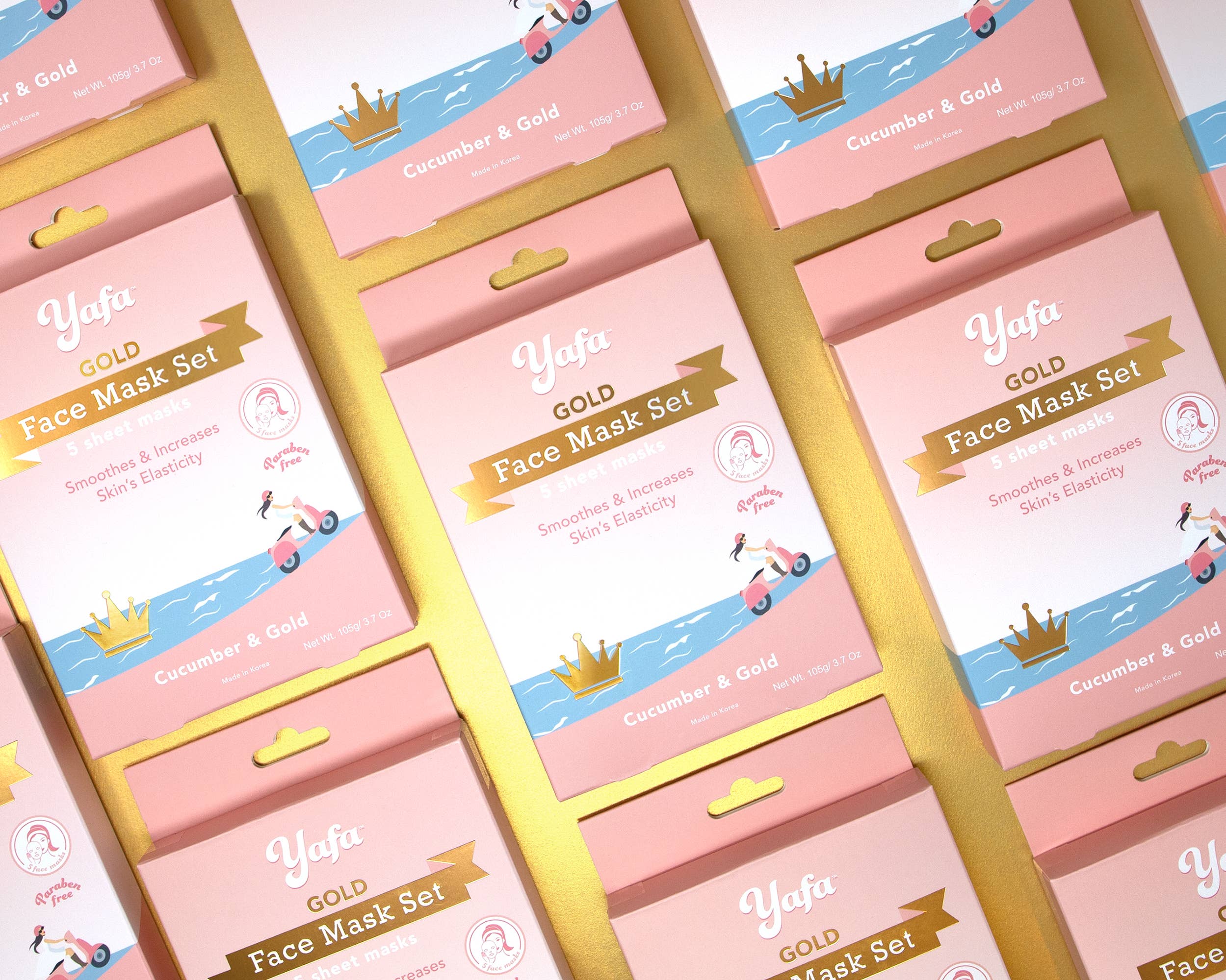 Yafa Beauty - Wholesale Skincare Face Mask - Yafa Gold Face Sheet Masks, Set of 53
