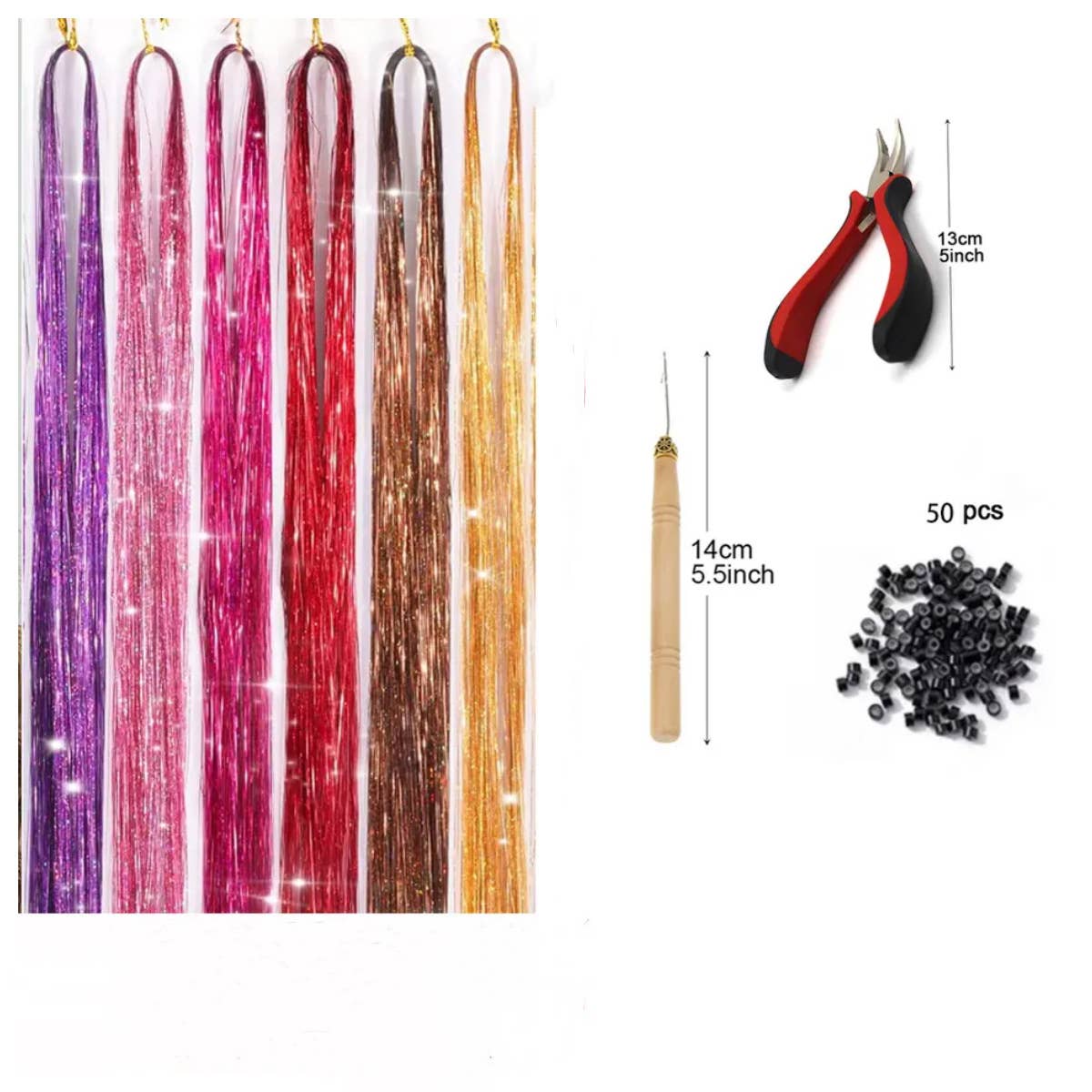 AK Brand - Vente Extensions de cheveux - Kit de Tinsels Étincelants pour Extensions de Cheveux13