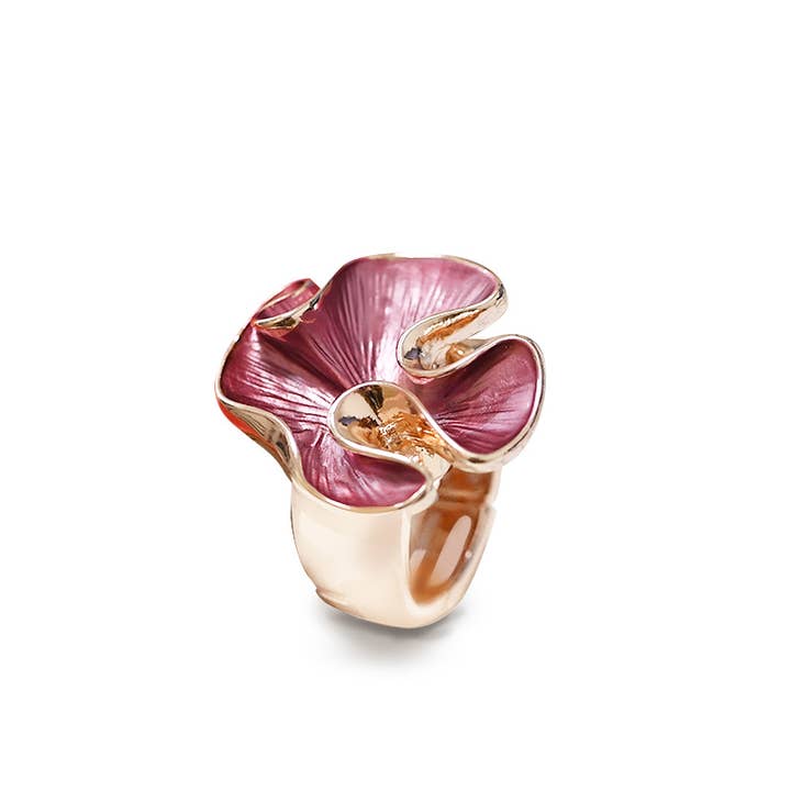 AMORINO SRL - Wholesale Cocktail/Statement Ring - ELASTIC RING WITH ENAMELED RUFFLE - SW25448B1114