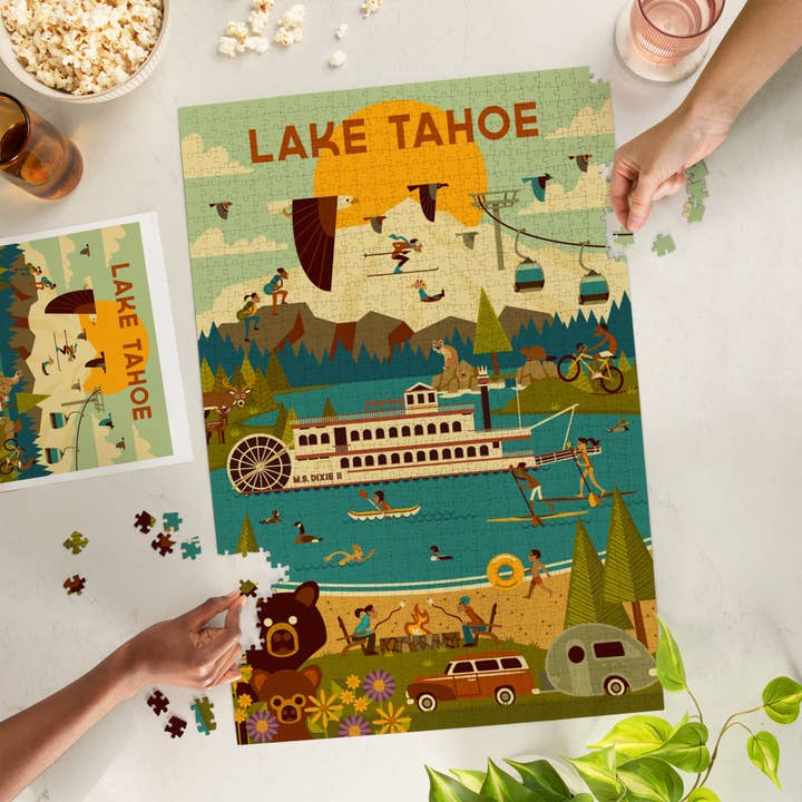 Lantern Press - Wholesale Puzzle - Adult - 1000 PIECE PUZZLE Lake Tahoe, Geometric Collection