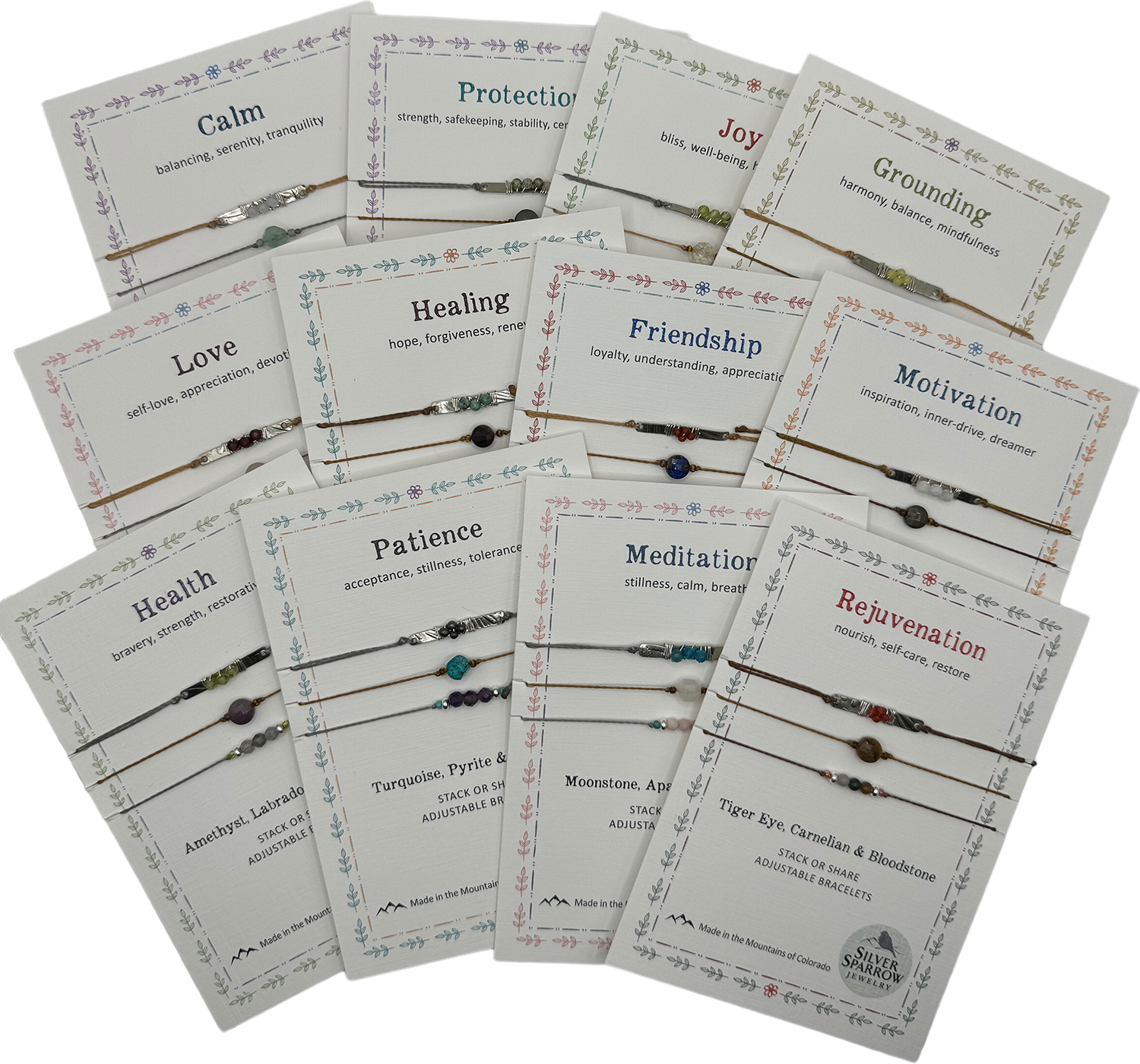 Silver Sparrow Jewelry - Vendita all'ingrosso Parure di gioielli - Set di tutti i 12 braccialetti impilabili1