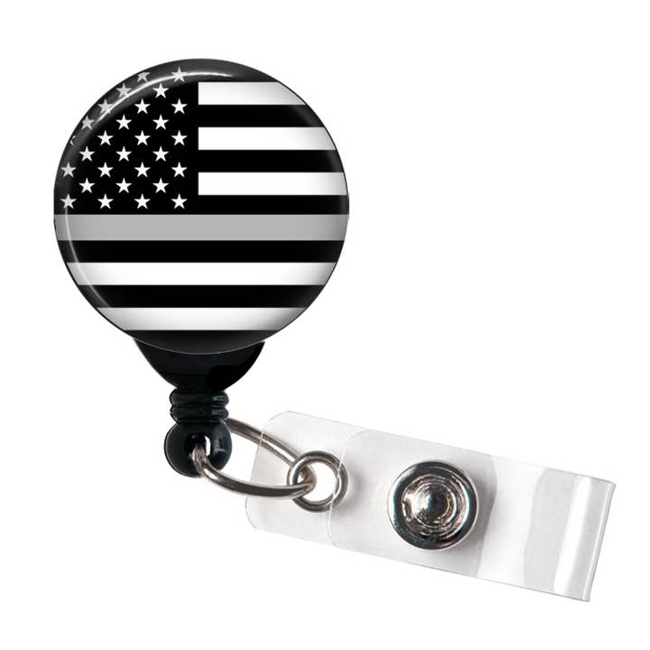 Penitentiair Inrichtingswerker Badge, Dunne Grijze Lijn Badge Reel voor wholesale door Good Girl Gone Badge