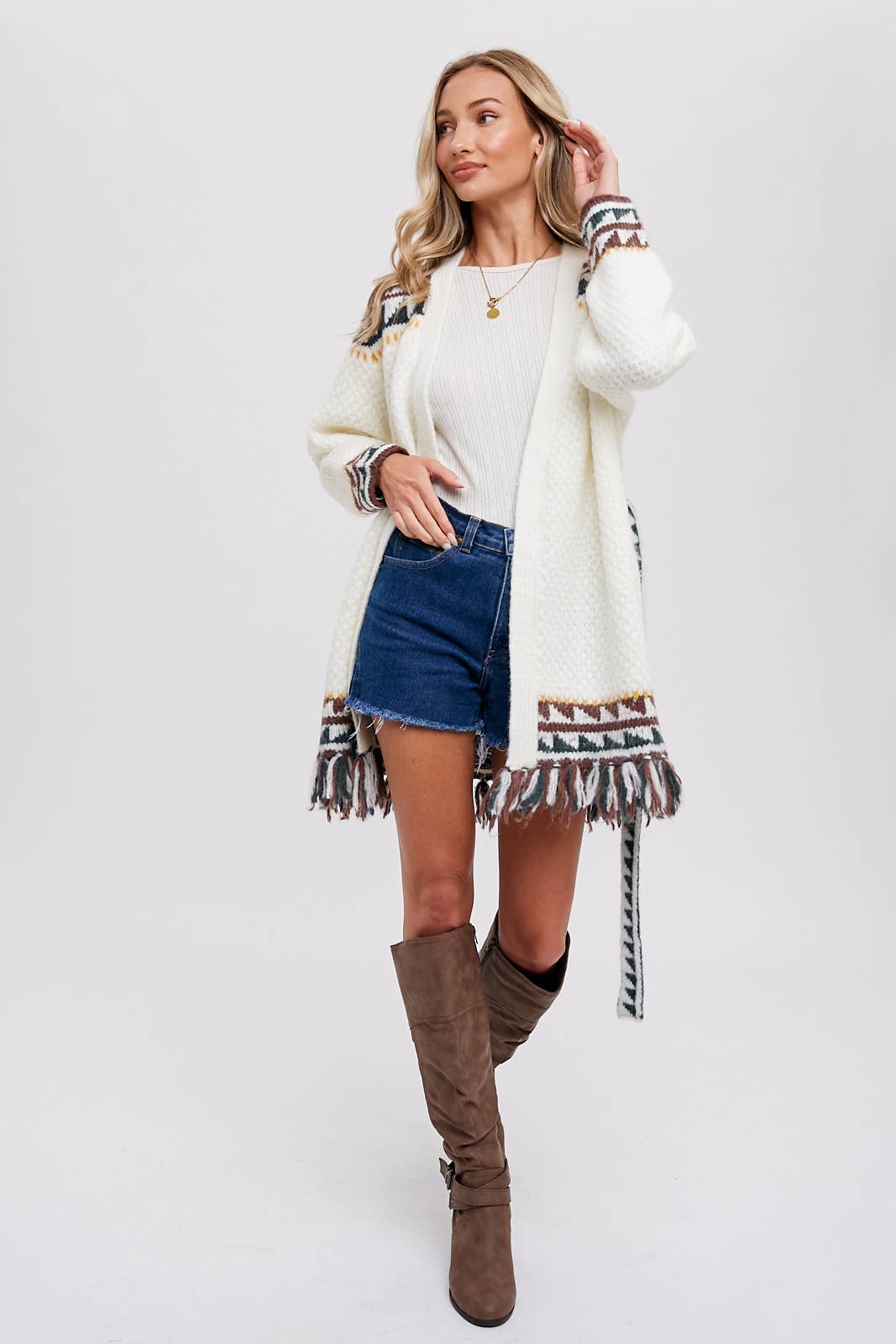 Bluivy – wholesale Cardigan – Women’s – AZTEC PATTERN BELTED CARDIGAN20