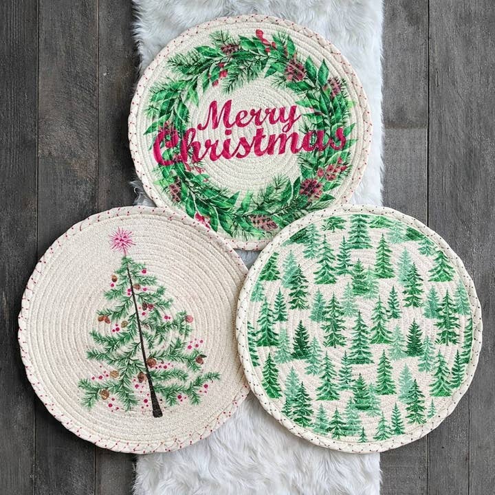 Placemat com design de Natal Tecido 15" por atacado de Fennco Styles