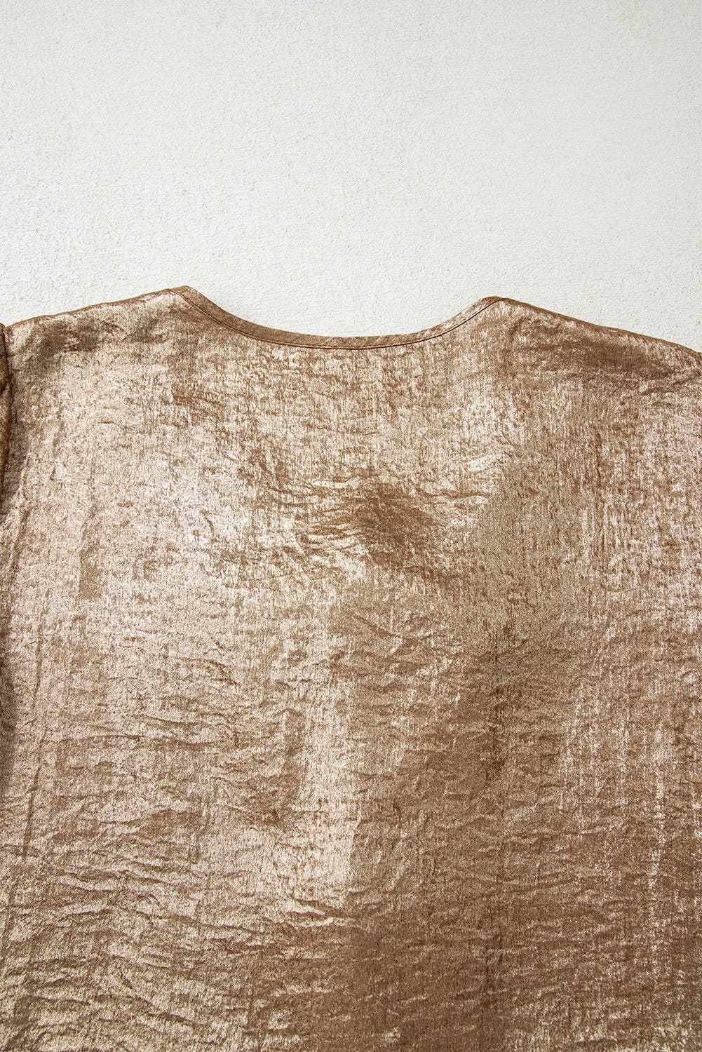 Goud Metallic Babydoll Blouse met Striksluiting aan de Voorzijde voor groothandel op Faire4