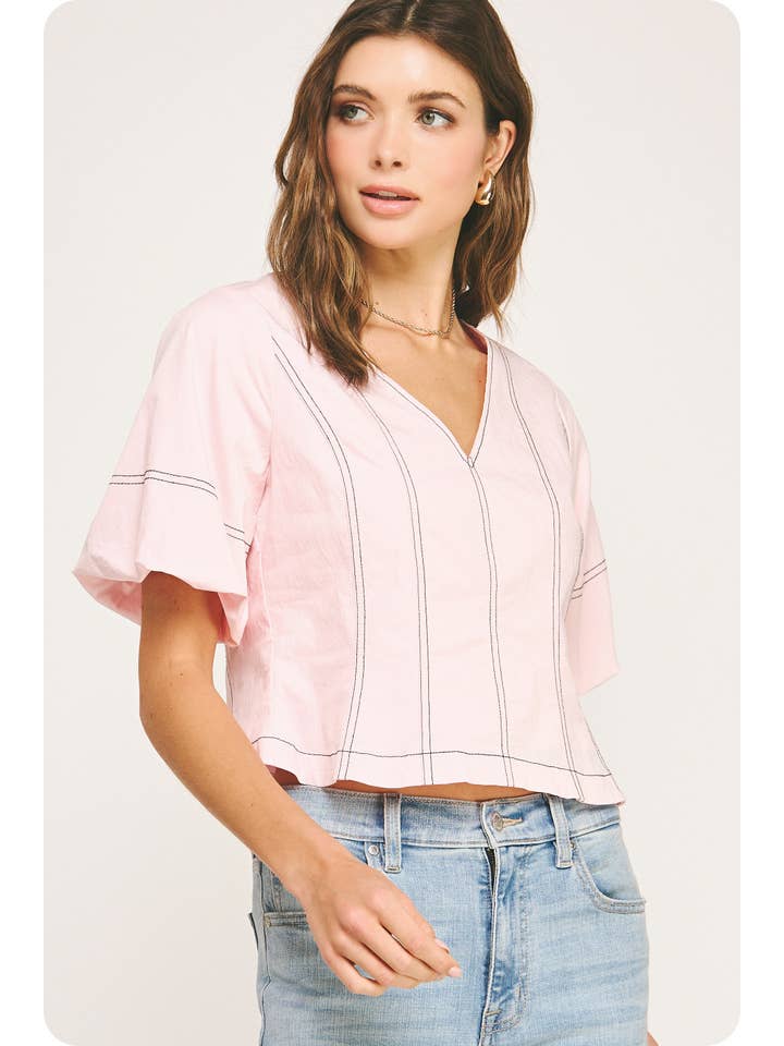 Strut & Bolt - Wholesale Blouse - Women's - Top Stitch Bubble Sleeve Top9