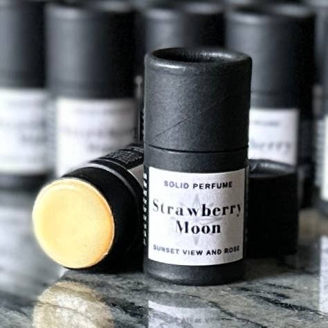 Strawberry Moon Solid Perfume for wholesale by Sunset View and Rose