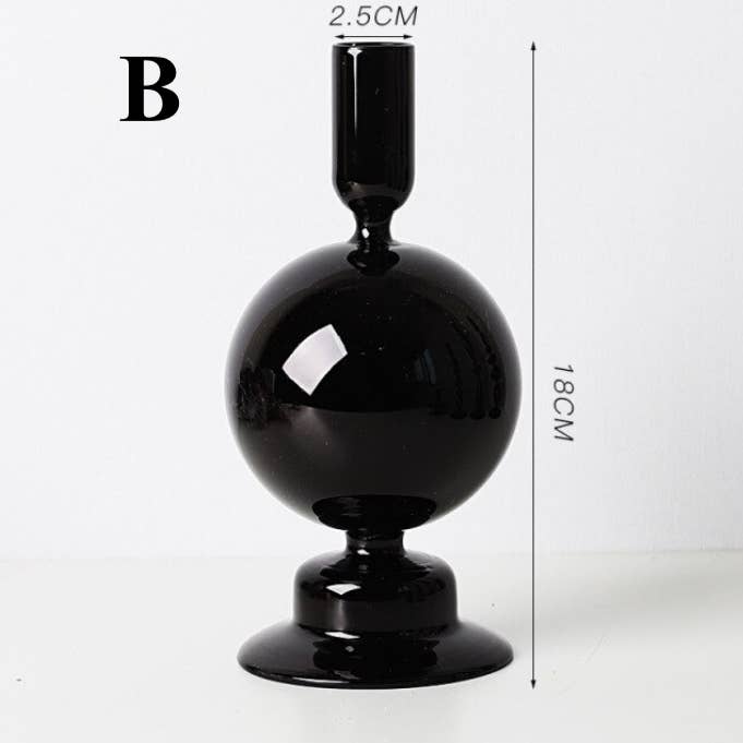 IVORE.GROUP (We cover All Import duty) - Wholesale Candle holder - Black Glass Candlestick Holder1
