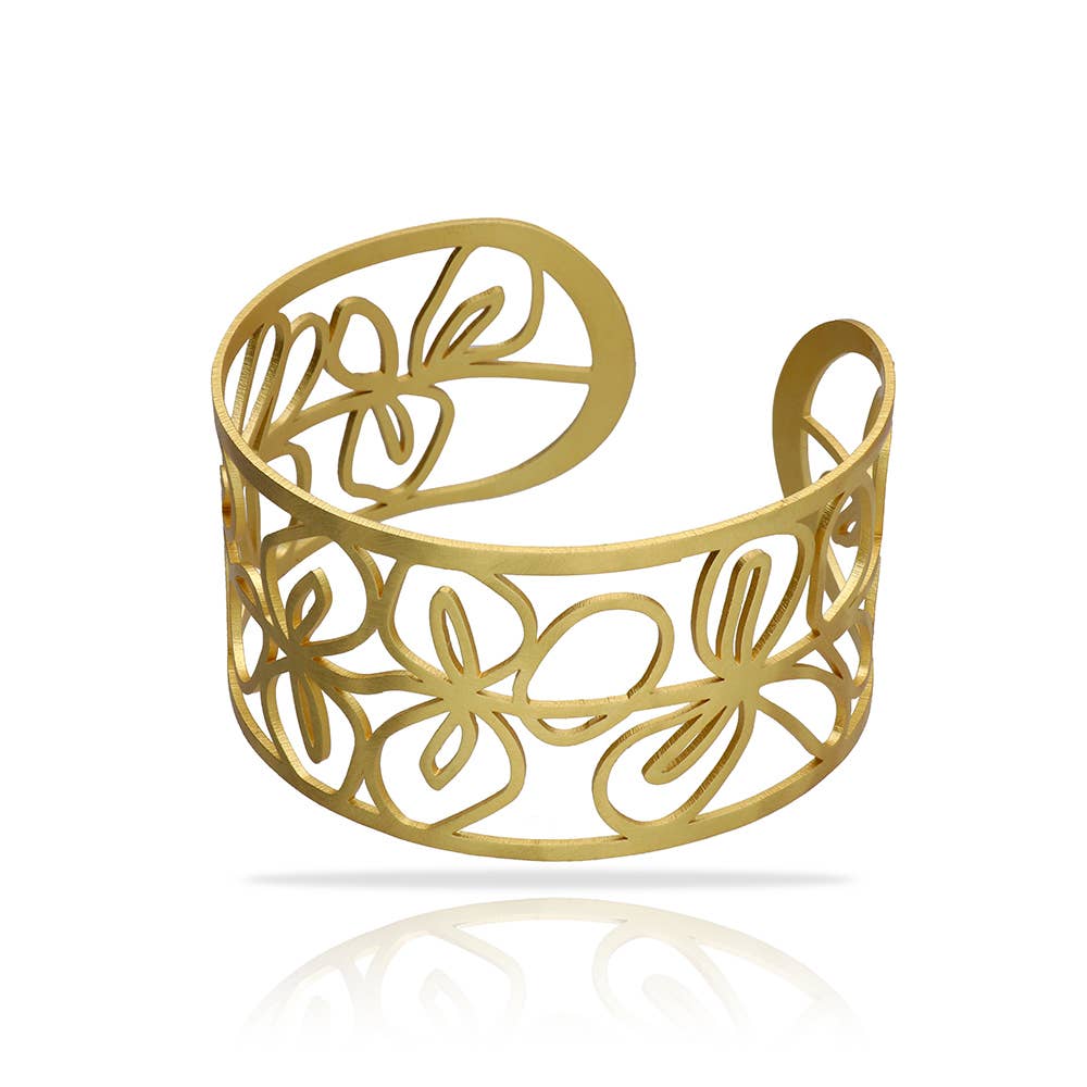 RAS - Wholesale Bangle Bracelet - Inflores Gold Plated Width Bracelet0