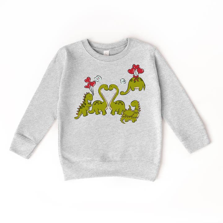 Dino Love Dinosaur Valentine Day Kids sweatshirt for wholesale by Benny & Ray Apparel