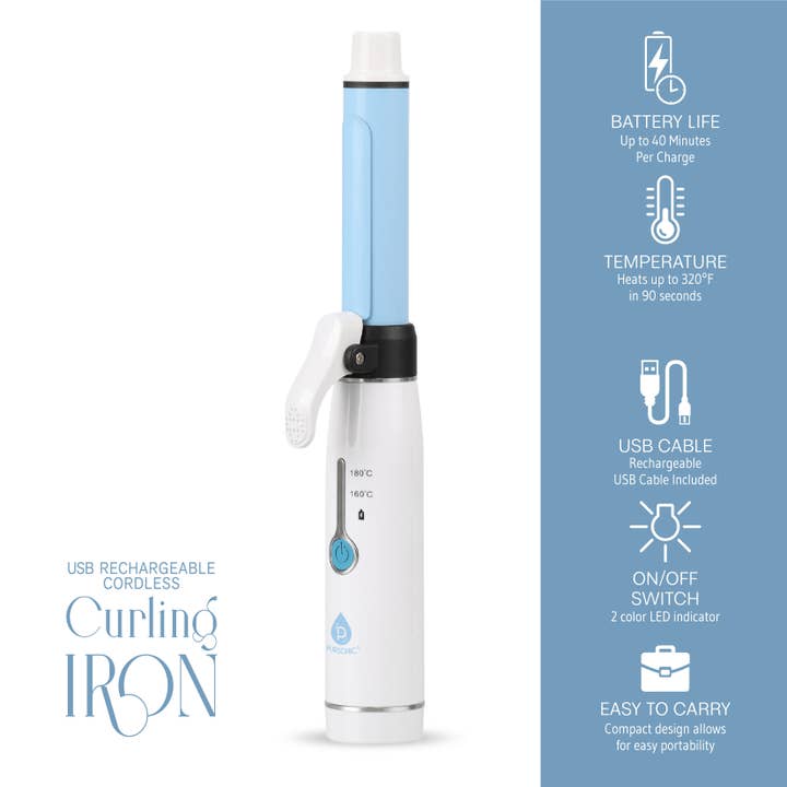 Pursonic - Wholesale Curling Iron/Wand - USB Rechargeable Cordless Curling Iron