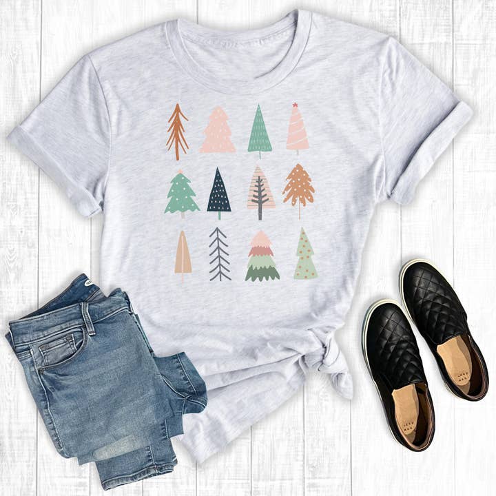 Merry Christmas Trees Graphic Tee for wholesale by The Way Down South